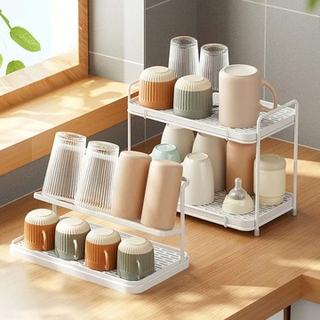 YOUFONE LIFE 雙層水杯收納架/瀝水杯收納架 兩色 - 白色