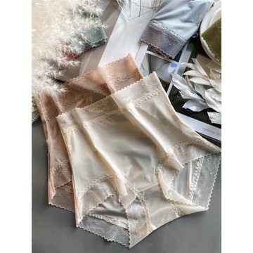 韓國2026新款冰絲內褲女夏季透明桑蠶絲無痕瑜伽高腰性感三角短褲