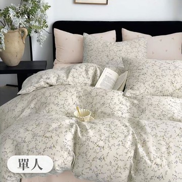 【DUYAN 竹漾】40支精梳棉二件式枕套床包組 暮云畔花 台灣製(單人)