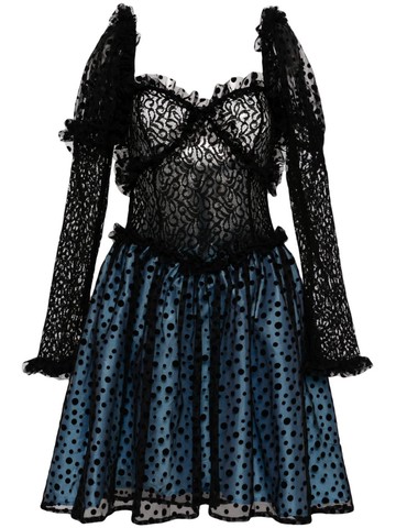 Batsheva - Sabrina lace taffeta minidress - women - Polyester - 14 - Black