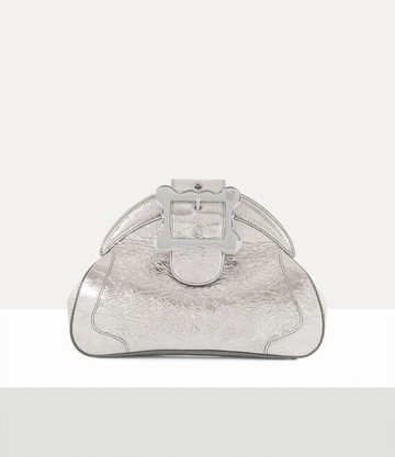 Vivienne Westwood Amy Shoulder Bag Metallic Crinkle Silver