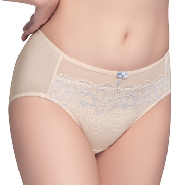 【思薇爾】美波曲線系列M-3XL蕾絲中腰三角女內褲(粉柑色)