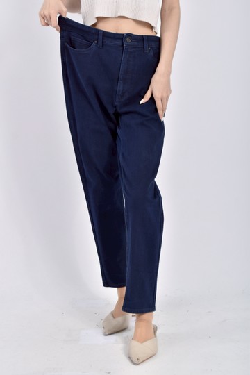 (3XL) uniqlo jeans高腰質感丹寧牛仔棉質素面藍色長褲