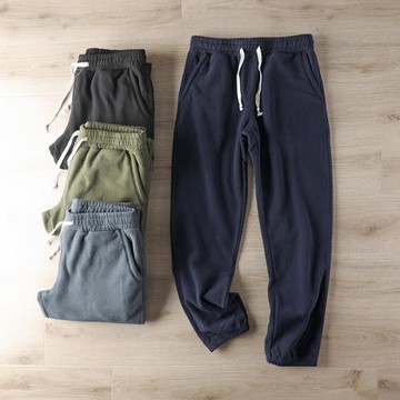 雙面搖粒絨！蓄熱鎖溫！秋冬男士純色松緊腰時尚束腳運動休閑衛褲