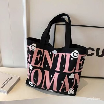 👜 卿選好物 👜學生帆布包大容量託特包上課通懃包百搭印花媽咪手提單肩包購物袋