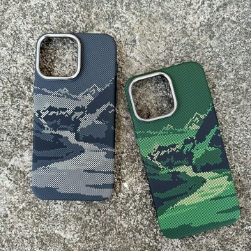 Magsafe磁吸手機殼 山河浮鵰碳縴維紋理 適用於iPhone 15 14 13 12 Pro Max 蘋果防摔保護殼