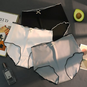 3條裝 高腰冰絲內褲 女棉襠少女學生夏季超薄無痕大碼女士三角褲【不二雜貨】