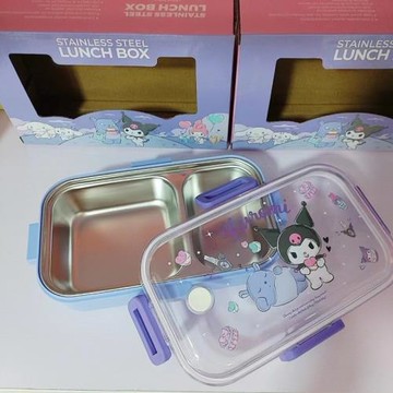 高顏值卡通庫洛米飯盒學生不銹鋼帶飯便當盒防燙兒童便攜分隔餐盒