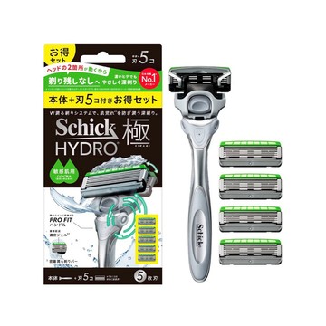 日本🇯🇵境內版Schick 舒適牌 HYDRO 極 KIWAMI 敏感肌五層刮鬍刀🪒｜本體＋5刀頭 保濕潤滑 手動刮鬍刀