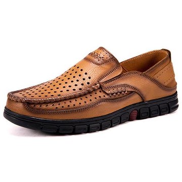 預購大友SAZ154口四色男鞋透氣鏤空休閑皮鞋男士真皮一腳蹬軟底輕便爸爸鞋杰恆