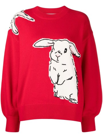 b+ab - intarsia-knit crew-neck jumper - women - Cotton/Wool - S - Red