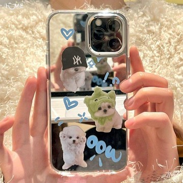 鏡面三只可愛小狗iPhone14手機殼蘋果13/12/11promax軟xs/xr女78p