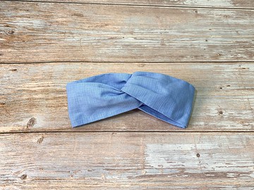 交叉髮帶/素色款/矢車菊藍