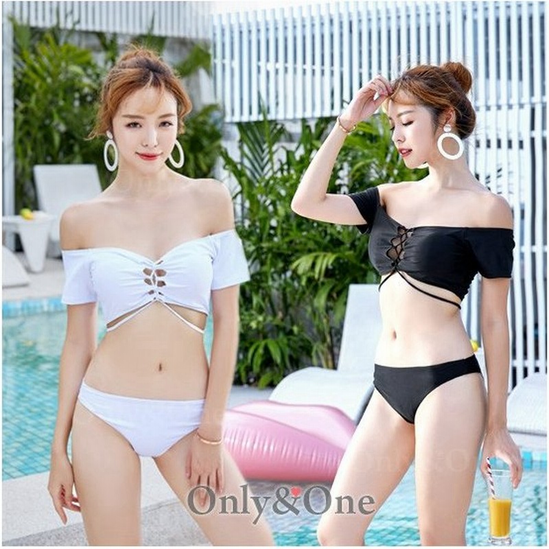 レディース水着 無地 オフショルダービキニ 袖あり ベアトップビキニ バンドゥビキニ シンプル Sbk 通販 Lineポイント最大get Lineショッピング
