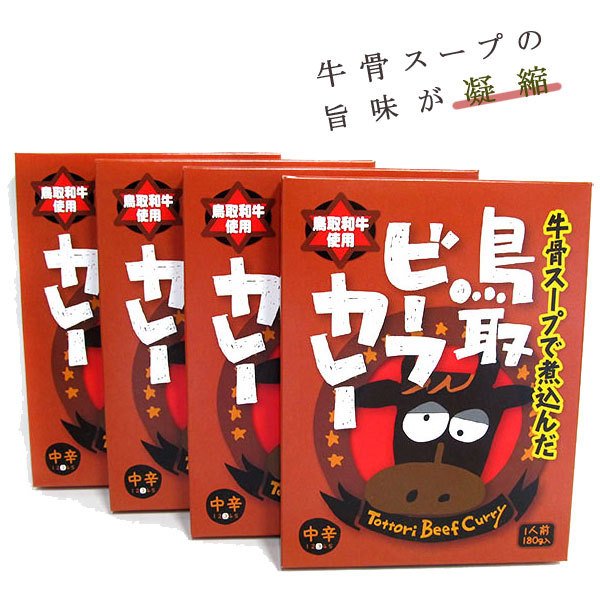 宝福一 鳥取和牛使用牛骨スープで煮込んだ鳥取ビーフカレー 中辛×4食セット