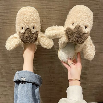 呆萌軟糯小毛驢小卷毛棉拖鞋女包頭厚底家居毛茸茸拖鞋毛毛鞋