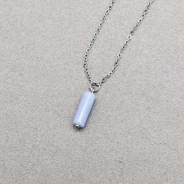 天然水晶 藍紋石 不鏽鋼項鍊