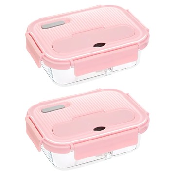 Hi CHEF 掌廚 分離玻璃保鮮盒 附餐具  容器 + 蓋子 + 餐具  2個