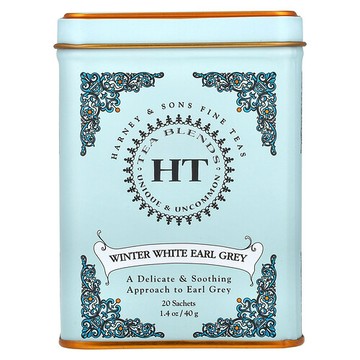 Harney & Sons, HT 混合茶，冬季格雷伯爵白茶，20 包，1.4 盎司（40 克）