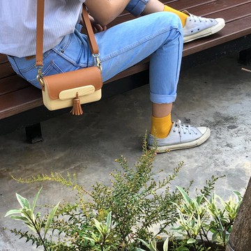 小型木頭長方形雜物包/手拿包- 褐色