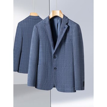 一線品牌撤柜男士春秋季高貨西服西裝外套輕商務休閑單西上衣格子