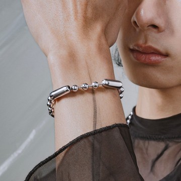Unisex | 極晝系 - 靜日 * 不銹鋼 圓珠 中性 個性 幾何 手鍊