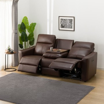 ◎3人用電動沙發 電動可躺式沙發 UM01 半皮 DBR NITORI宜得利家居