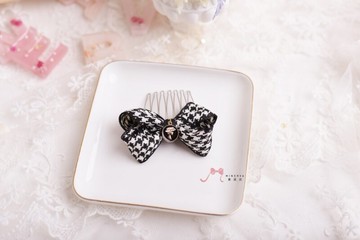 【Minerva】千鳥格系列-經典女王-黑色款 髮飾