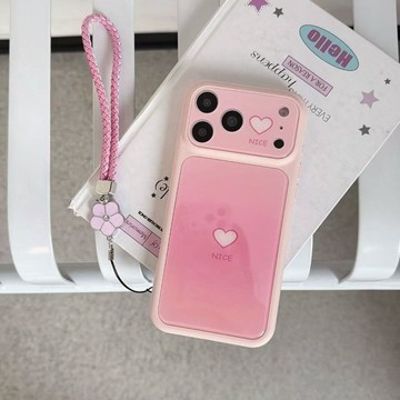 新款簡約ins可愛風 三色愛心 全包鏡頭 漸變保護殼 適用於iPhone17 16 15 14 ProMax 防摔手機殼