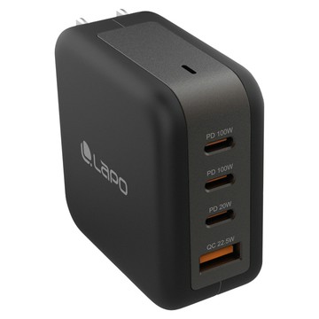 LaPO 100W 氮化鎵4口極速充電器 原廠保固  黑色  1個