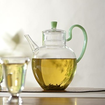 高硼硅玻璃茶壺仿宋執壺耐熱泡茶壺綠茶花茶壺透明家用茶具