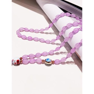 新年款手機掛繩女款掛脖手工編織中國風翡翠玉吊墜掛飾水晶珠子手腕掛件吊繩轉運防丟證件繩鏈