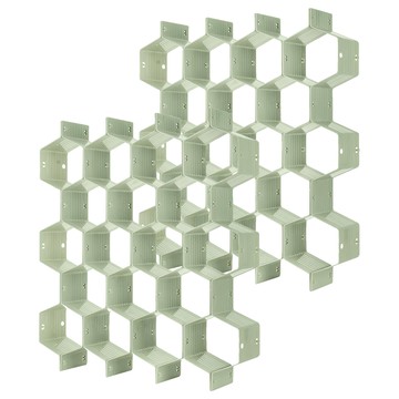【e.dot】8格 蜂巢抽屜整理收納分隔板  綠色  37 x 6.5 x 4cm  2個