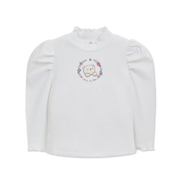 歡樂熊白色木耳領高領衫