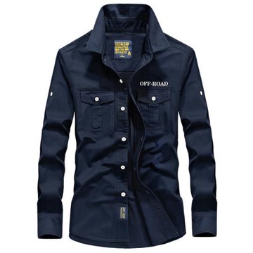 秋冬戰地2018新款男士長袖襯衫大碼寸衫純棉衣服工裝休閑襯衣