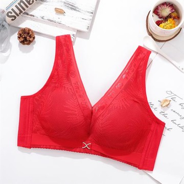 無鋼圈厚款四排扣文胸收副乳調整深V內衣小胸加厚聚攏背心式胸罩