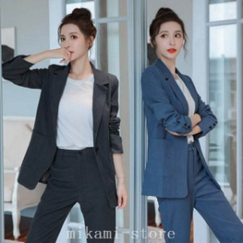 カジュアルスーツレディースベージュスーツ代パンツスーツブラックネイビー紺色スーツ2点セットスーツセット春秋30代40代 通販 Lineポイント最大1 0 Get Lineショッピング