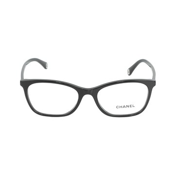 CHANEL 銀字Logo 長方形平光眼鏡(黑色) 3414 C501
