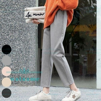 テーパードパンツ 冬 レディース 厚手 サルエルパンツ ロングパンツ 秋 九分丈パンツ 着痩せ 通勤 ウエストゴム 黒 ボトムス 通販 Lineポイント最大get Lineショッピング