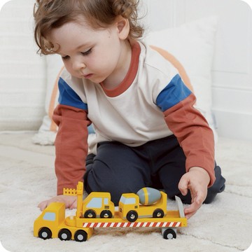 🚚快速出貨【美國 Mentari】工程運輸拖板車(木製玩具/玩具車)