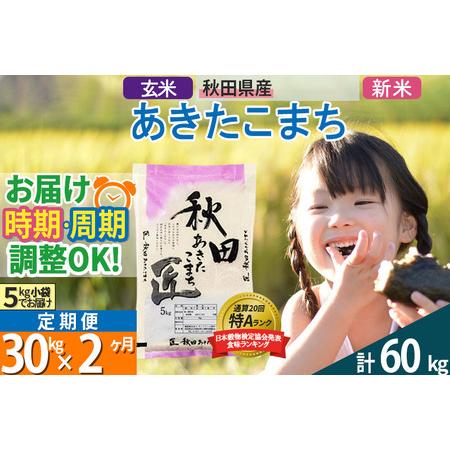 ふるさと納税 ＜新米＞《定期便2ヶ月》秋田県産 あきたこまち 30kg (5kg×6袋)×2回 令和5年産 時期選べる 秋田県仙北市