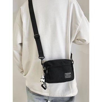 斜挎包男士日系簡約帆布小跨包潮流百搭運動休閑斜肩背包女單肩包