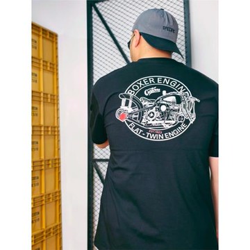 拳擊手發動機機車R18圓領純棉印花短袖大尺碼男女T恤