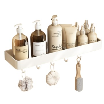 超級工廠 浴室置物架 有鈎 40cm 可拆卸 白色 浴室收納  1個