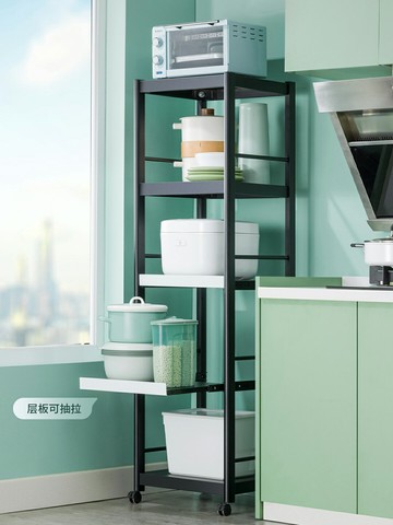 廚房置物架落地多層夾縫收納架冰箱窄縫隙抽拉式放鍋架子家用櫥柜