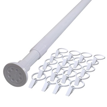 Sundeco 22mm 雙彈簧伸縮桿 + 掛環夾  140~260cm  白色