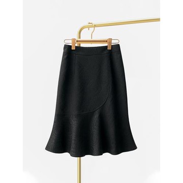 氣質黑色提花魚尾裙半身裙女春秋2026新款高腰包臀裙中長款一步裙