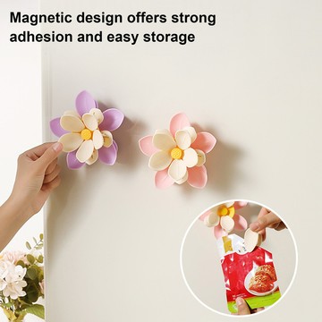 洛陽牡丹 磁吸夾子櫻花封口夾荷花封口夾冰箱貼食品袋夾子零食荷花密封夾