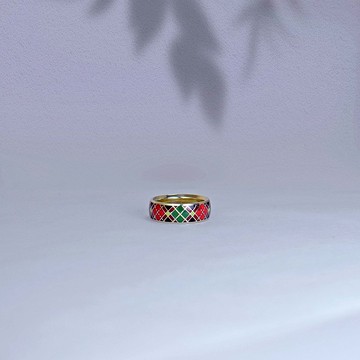 【彩虹】Scottish tartan enamel ring_蘇格蘭格紋琺瑯戒指