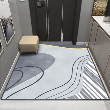 簡約水晶絨玄關踏墊 聚酯纖維  50 x 80cm  淡藍河流  1個